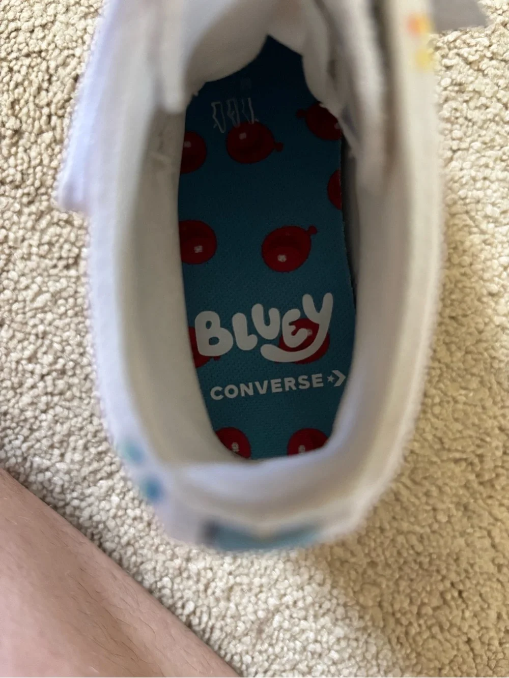 Converse Kids White High-Top Sneakers with Bluey Characters